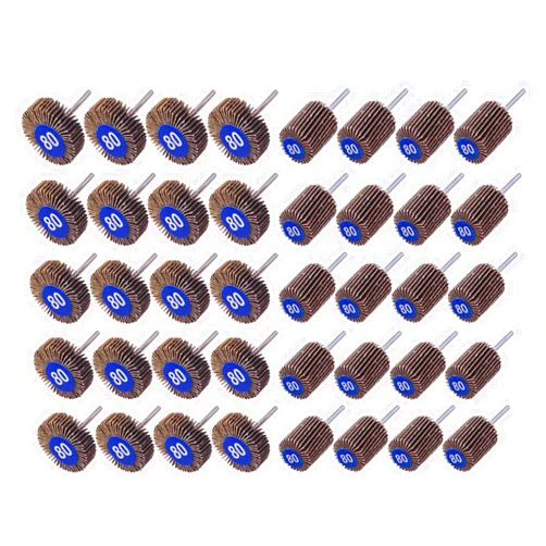 WENORA 40 Pack Abrasive Flap Wheel Sander, 80 Grit Aluminum Oxide Flap Wheels Sandpaper Sanding Wheel for Rotary Tools-1/8
