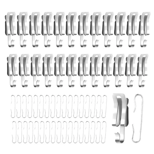 PEUTIER 100pcs Heat Cable Roof Clips and Spacers, Metal De Icing Cable Hooks and Spacers Set Outdoor Gutter Heat Tape Clips Kit Heater Clips