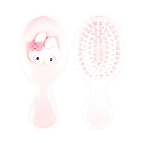 YIVAO Pink Hair Brush, Curly Hair Brush with Air Cushion and 3D Cartoon Rabbit, Mini Travel Hair Brush for Girls, Teens, Women
