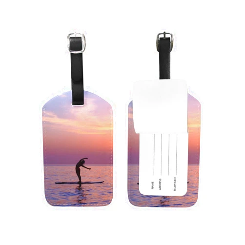 Chen Miranda Yoga Teacher Sunset Travel Luggage Suitcase Label ID Tag PU for Baggage 1 Piece