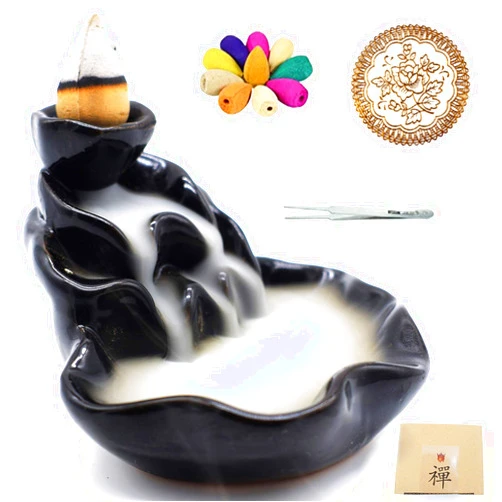 Tumenque Incense Burner, Ceramic Backflow Incense Holder, Home Decor Aromatherapy Ornament