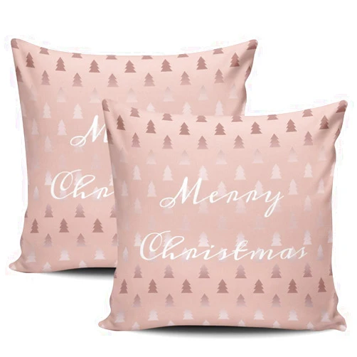 WEINIYA Bedroom Sofa Decoration Pillowcases 2 Pack Elegant Rose Gold and Christmas Tree Square Cushion Case Throw Pillow Covers 18x18 Inch Double Sides Print