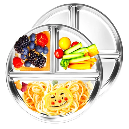 Bakpoco Stainless Steel Kids Plates 2 Packs, 9