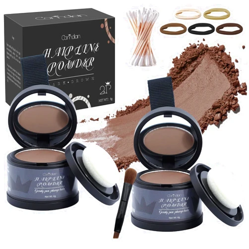 Comdian 2 Pack Hairline Powder for Women and Men, Used to Root Touch Up Hair Color, Thinning and Gray Hair Coverage and Bald Spots Coverage, Soft Brown