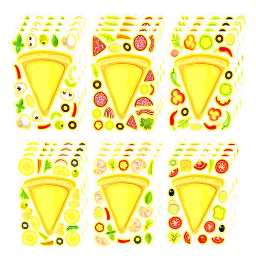 DUJAA 24 Sheets Make Your Own Pizza Stickers for Kids, Pizza Party & Family Night, Food Stickers, Motivational Reward Stickers for Teachers and Students