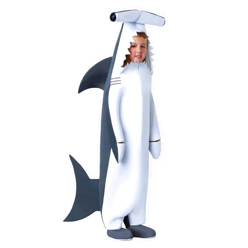 Fun Costumes Kids Hammerhead Shark Costume - Hooded Jumpsuit with Stuffed Hammerhead and Fin Details