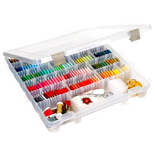 ArtBin 9101AB Super Satchel Slim with Removable Dividers, Art & Craft Organizer, [1] Plastic Storage Case, Clear, Divided Compartments