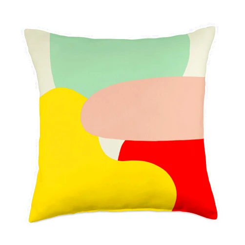 Classic Minimal Decorative Retro Pattern Design Colorful Yellow Green Red Abstract Art Throw Pillow, 18x18, Multicolor