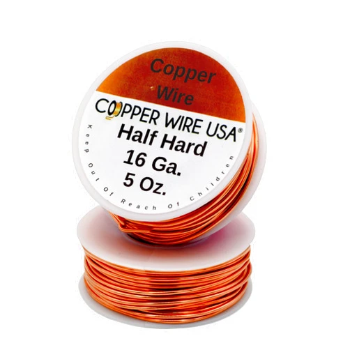 Copper Wire USA (TM) Solid Bare Copper Round Wire 5 Oz Spool Half Hard 12 to 30 Ga (16 Ga - 43 Ft)