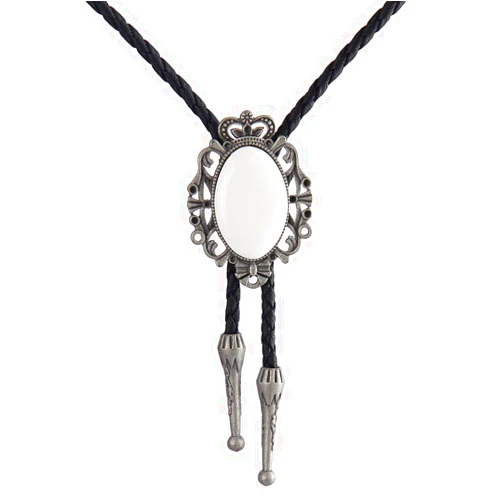 LIANCHI Western Crown Black Bolo Tie for Men and Women,Native American Leather Bolo Tie String