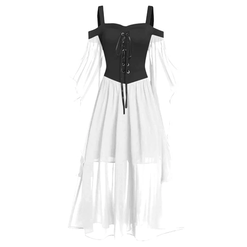 Generic Renaissance Faire Costume Women's Gothic Dress Women Medieval Chemise Peasant Dress Victorian Pirate Halloween Skirt