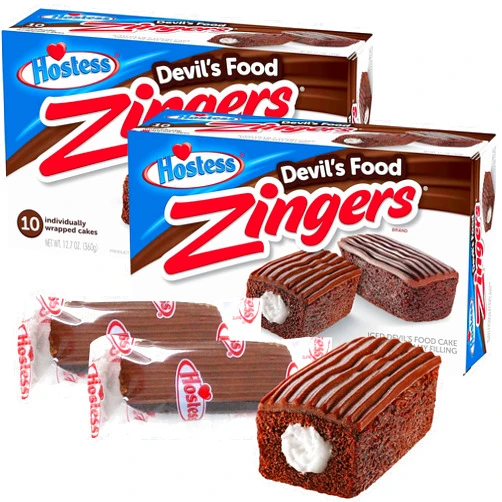 Hostess Cakes Zingers Devil's Food Zingers, 10 Piece (Pack of 2)