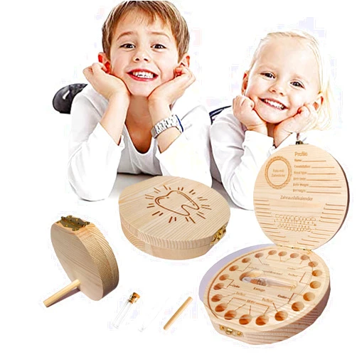 ANWOLA Baby Tooth Keepsake Box,Tooth Fairy Box,Wooden Tooth Box ,Baby Keepsake Storage Box,Tooth Saver,Tooth Holder for Kids Teeth,Tooth Boxes for Lost Teeth for Kids,Newborn Baby Birthday and Shower Gift