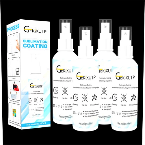 GEKIXUTP 4 x 100ml Sublimation Spray for Cotton Tshirts，Sublimation Coating Spray for T-Shirts, Canvas, Polyester Fabric，Quick Dry, High Gloss，Polyester Spray for Sublimation (4 pcs Sublimation Coating Spray)