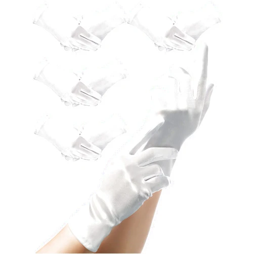Sumind 4 Pairs Women Short Satin Gloves Child Adult Gloves Wedding Party Wrist Length Gloves Gown Gloves Opera Gloves