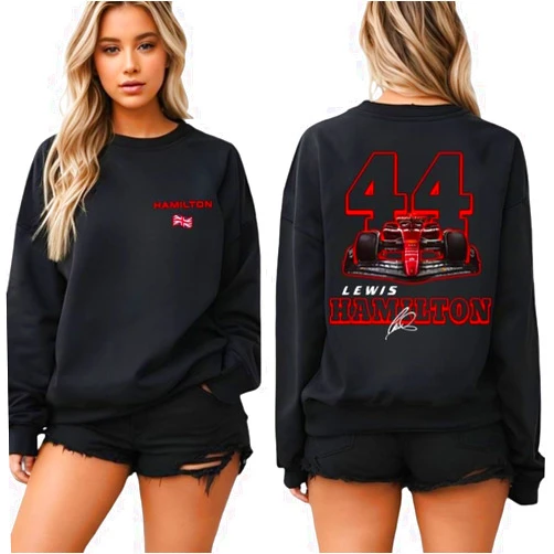 Handmade Hamilton Formula Racing Shirt, F 1 Two Sides Shirt, Lewis Rcing Hamilton 44 Signature Tshirt for Men Women Multi