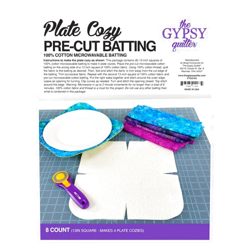 Checker Distributors Plate Cozy Pre Cut Batting 8ct Cotton