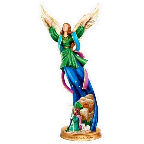 The Bradford Exchange Glory to God in The Highest Nativity Angel Figurine Issue #5 Hand-Sculpted 3D Artwork and Exquisite Hand-Painted Details Renaissance-Inspired Design by T-Kinkade 6-inches