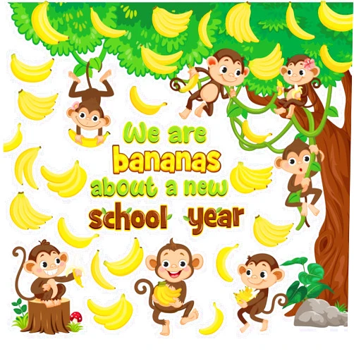 Harloon 50 Pcs Jungle Monkey Bulletin Board Set Monkey Cutouts Jungle Animals Bulletin Board Classroom Decorations for Back to School Birthday Monkey Party Kindergarten Classroom Wall Decor