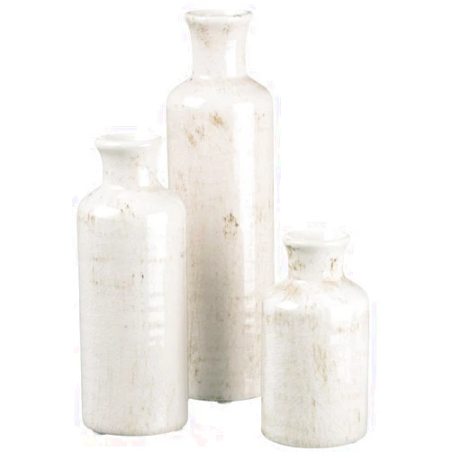 Sullivans White Ceramic Vase Set, Farmhouse Decor, Home Decorative Vase, Vases For Your Kitchen, Bedroom, Office, Living Room, Bathroom, & Shelf Centerpiece Table Decorations (CM2333)