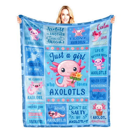 LNKRFRPA Axolotl Gifts Blanket, Axolotl Gifts for Women/Girls, Axolotls Stuff, Gift for Axolotls Lovers, Salamander Themed Gift Throw Blanket for Couch Sofa 50