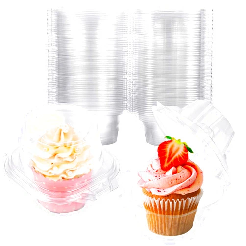 NPLUX 25 Pack Individual Cupcake Containers Plastic Cupcake Boxes Cupcake Holders Stackable Deep Dome Cupcake Carrier