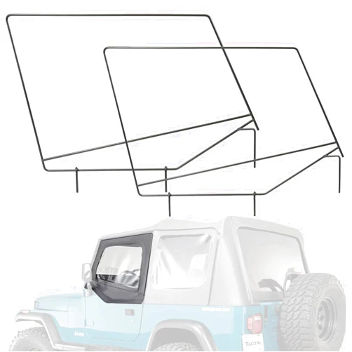 MasterTop OE Style Replacement Upper Door Pair - Fits Jeep Wrangler YJ 1987-1995 with Factory Soft Tops - Designed for Hard Lower Half Doors - Door Skin Mount - Durable Welded Steel