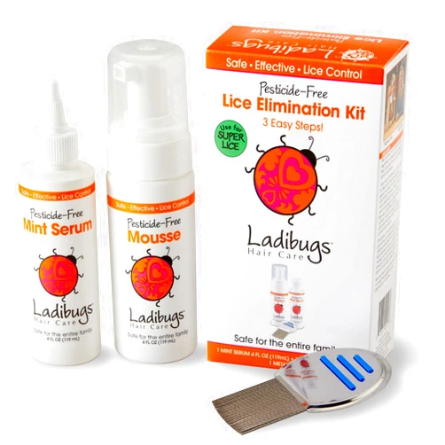 LADIBUGS One and Done Lice Treatment Kit - 3-Step Elimination - Comb, Mousse, Serum | Natural & Effective Head Lice & Nit Fix | Safe Removal for Kids, Family | Clinic Preferred, Nurse Approved