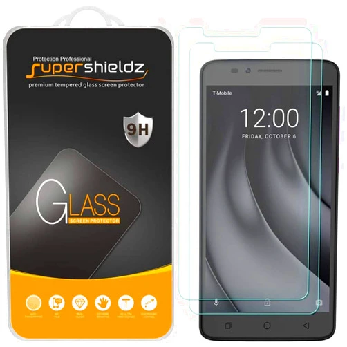 Supershieldz (2 Pack) Designed for T-Mobile (Revvl Plus) Tempered Glass Screen Protector, Anti Scratch, Bubble Free