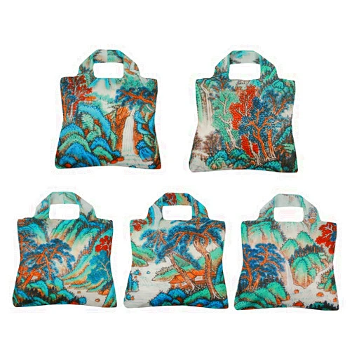 Envirosax Reusable Grocery Bags, Set of 5, Multicolored Ink Landscape Design, CS Series for Shopping Travelling