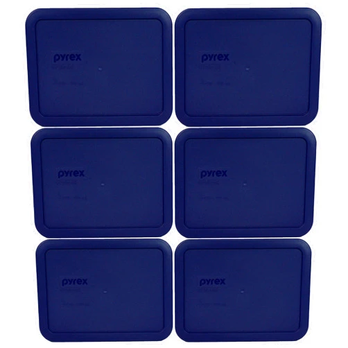 Pyrex 7210-PC 3 Cup Blue Rectangle Plastic Storage Lid, Made in USA - 6 Pack