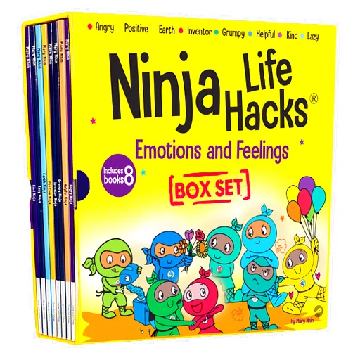 Mary Nhin Ninja Life Hacks Emotions and Feelings 8 Book Box Set (Books 1-8: Angry, Inventor, Positive, Lazy, Helpful, Earth, Grumpy, Kind)