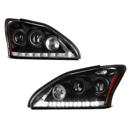 VIPMOTOZ [For 2004-2009 Lexus RX330 RX350 Halogen Model] LED Strip Black Housing Projector Headlight Headlamp Assembly, Driver & Passenger Side
