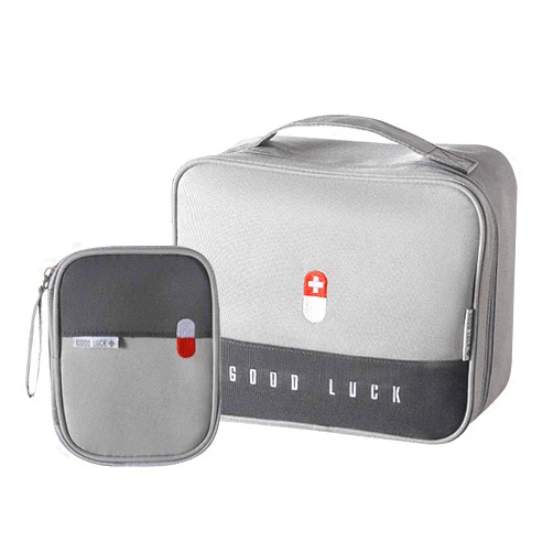 Paerma Empty First Aid Bags Travel Medical Supplies Insulated Medicine Bag Convenient Safety Kit Suit for Family Outdoors Hiking Camping Car Office Workplace,Grey