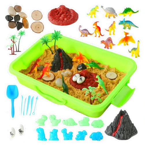 sikmcle Dinosaur Sensory Bin Toy for Kids Dinosaur Toys and Play Sand Kit for Boy Sensory Bin Filler and Toddler Activities for Boys and Girls Ages 3-6+