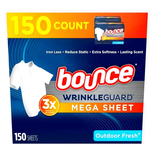 Bounce Wrinkle Guard Mega Dryer Sheets, Outdoor Fresh Scent - 150 Count