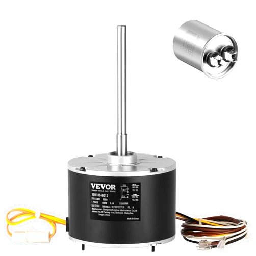 VEVOR OEM Upgraded Condenser Fan Motor, 1/4 HP 1100RPM, Replacement for ac GE Genteq Carrier Bryant Payne Dayton, 5KCP39EGS070S, 5KCP39EGY823S, 3905, HC39GE237, 6DLL0, Reversible Rotating + Capacitor