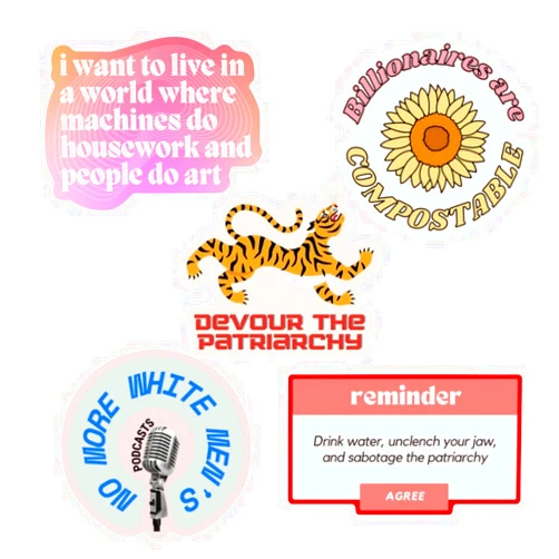 Get Bullish Snarky Feminist Vinyl Stickers | Weatherproof Water Bottle Decals | 5 Pack