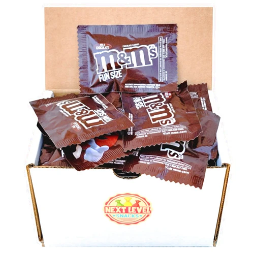 Next Level Snacks M&M's Milk Chocolate Fun Size Packets Bulk Box (Pack of 30) (Approx. 1LB)