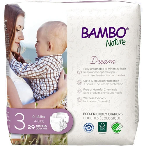 Bambo Nature Premium Baby Diapers - French/English Packaging, Size 3, 29 Count