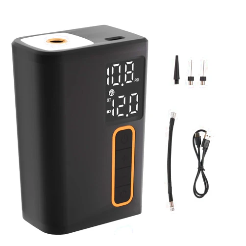 Birodeko Electric Ball Pump, 4 Preset Modes Portable Air Pump for Balls with LCD Display and LED Torch, Ball Pump for Basketball, Football, Rugby and Volleyball (Max 15 PSI)