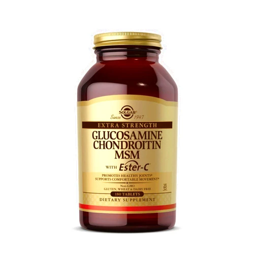 Solgar Extra Strength Glucosamine Chondroitin MSM w/ Ester-C, 180 Tablets - Promotes Healthy Joints, Supports Comfortable Movement & Collagen Formation - Non-GMO, Gluten Free, Dairy Free - 60 Servings