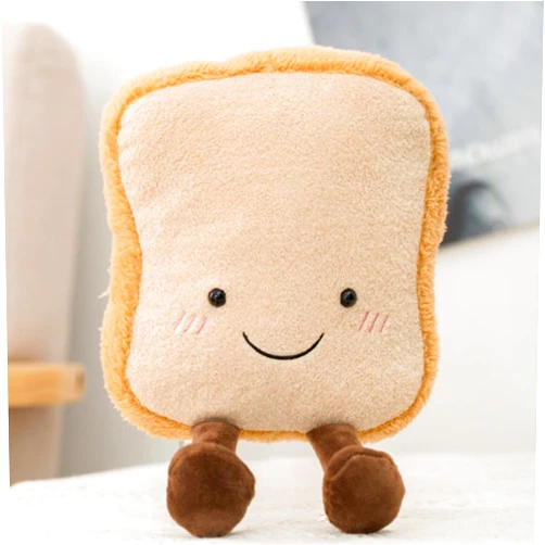 OUKEYI Bread Plush Toys, Snack pillow,Soft Little Potato Doll/Croissant Plush Toy,Cute Food Plushie Stuffed Toy Throw Pillow for Fans Gift,Birthday Christmas (Toast Bread)