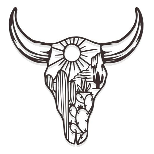 Baitiane Metal Wall Art Decor, Western Style Bull Head with Cactus Design, Desert Skull Home Decor Wall Hanging Decoration for Living Room Bathroom Indoor & Outdoor (A) 12