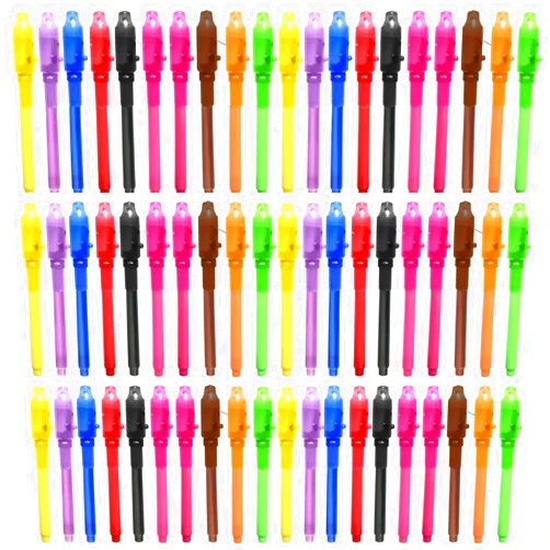 SCStyle Invisible Ink Pen 60Pcs Spy Pen with UV Black Light Magic Spy Marker Kid Pens for Secret Message and Birthday Party,Writing Secret Message for Easter Day Halloween Christmas Party Bag Gift