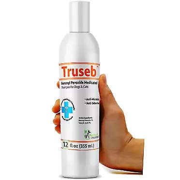 Pet Health Pharma Truseb | #1 Benzoyl Peroxide Medicated Shampoo for Dogs & Cats Anti Microbial & Deodorizing,Anti Seborhheic,Dandruff,Itch, Acne,Folliculitis -Adv. Vet Formula USA