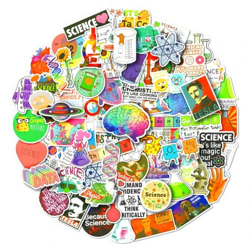 Jubite Science Laboratory Stickers 100PCS, Physics Biology Chemistry Experiment Vinyl Waterproof Stickers Pack for Laptop Water Bottle Notebook Bicycle Skateboard