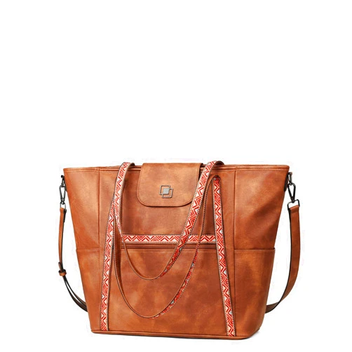 FADEON Large Laptop Tote Bag for Women Designer Leather Laptop Bag Fashion Travel Backpack Purse Shoulder Handbag