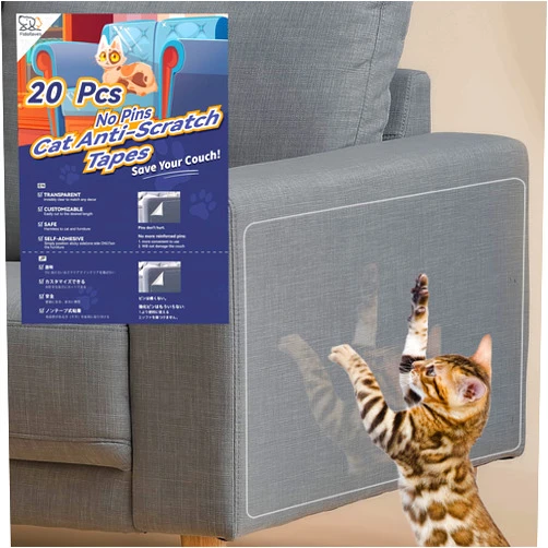 Fldofaves Improved No Pins Hurt,Fldofaves Double Thick Cat Scratch Furniture Protector,20Pcs Couch Protector for Cats with Strong Adhesion, Cat Scratch Deterrent for Furniture Door Walls