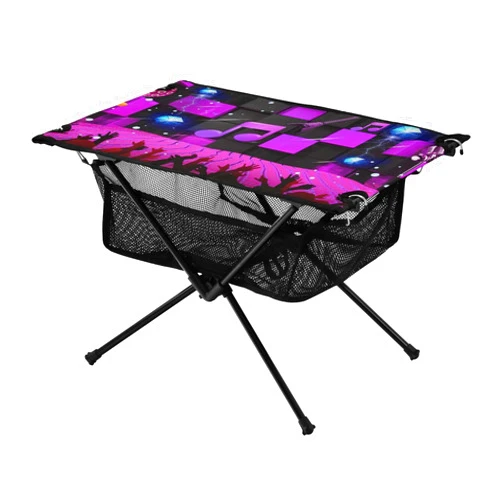 WDdZzyy Foldable Table Outdoor Vintage Purple Music Bar Extendable Grill Table with Carry Bag for Hiking Picnic Vacation